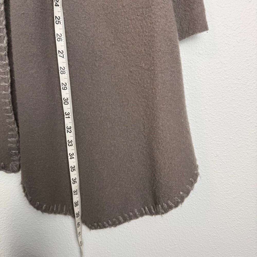 Garnet Hill Asymmetrical Taupe Boiled Wool Wrap Coat Size 4 - Picture 9 of 12